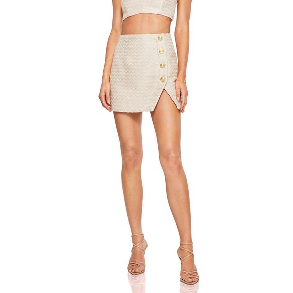 Nookie Queen Luxe Mini Skirt Button Detail Sexy Party Cocktail Quiet Luxury M - Picture 1 of 12